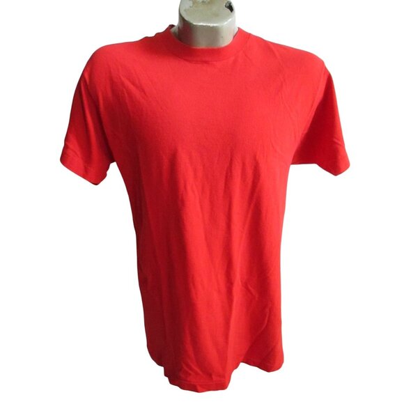 Vintage Men's T-shirt Large Single Stitch Grunge Plain Red Fruit Loom USA 1990's - Picture 1 of 6